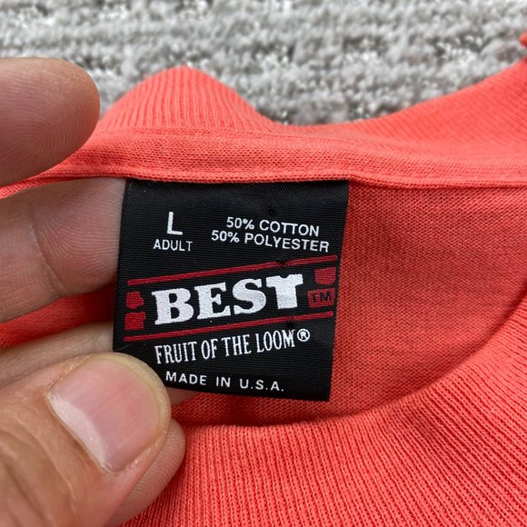 Vintage 90s Shirt Women Large L Orange Fruit of the Loom Best Single Stitch USA - Picture 5 of 11